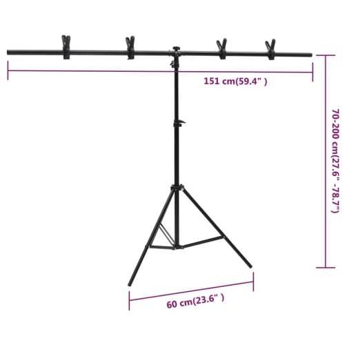 Stalak za pozadinu u obliku slova T crni 151x60x(70-200) cm - 151 x 60 x 200 cm Cijena