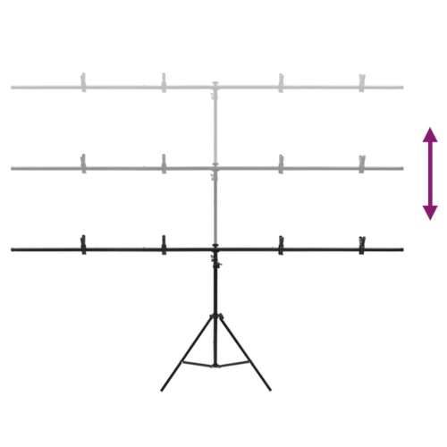Stalak za pozadinu u obliku slova T crni 201x60x(70-200) cm - 201 x 60 x 200 cm Cijena