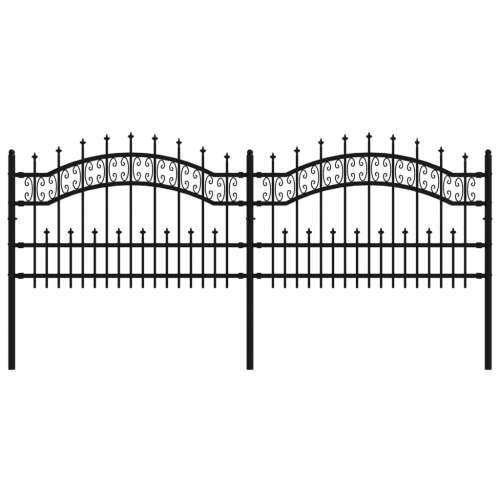 Vrtna ograda sa šiljcima crna 115 cm od čelika obloženog prahom Cijena