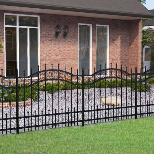 Vrtna ograda sa šiljcima crna 140 cm od čelika obloženog prahom Cijena