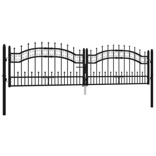 Vrata za ogradu sa šiljcima crna 305x120 cm čelična Cijena