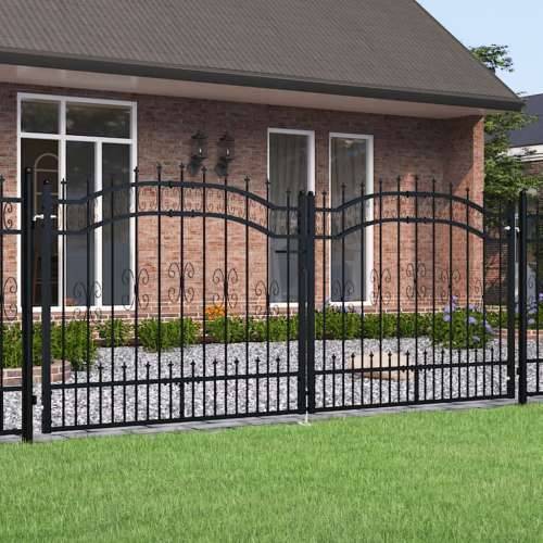 Vrata za ogradu sa šiljcima crna 305x173 cm čelična