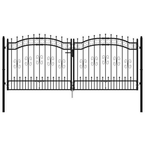 Vrata za ogradu sa šiljcima crna 305x173 cm čelična Cijena