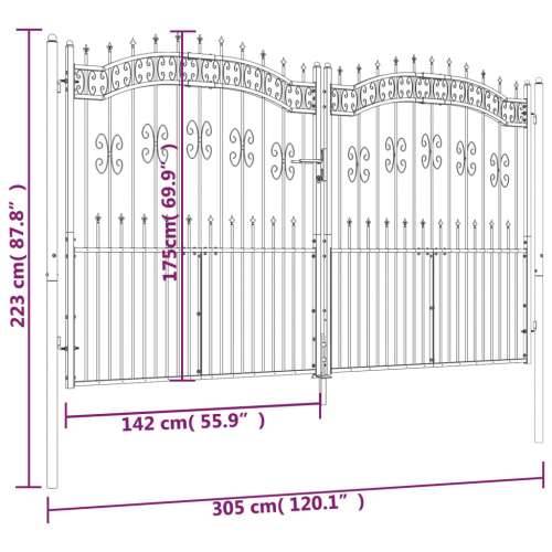 Vrata za ogradu sa šiljcima crna 305x223 cm čelična Cijena