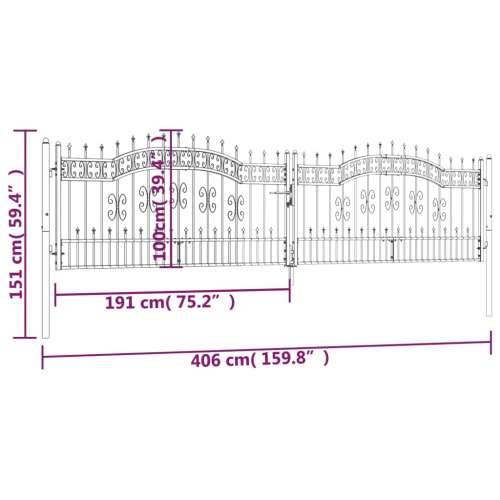 Vrata za ogradu sa šiljcima crna 406x151 cm čelična Cijena