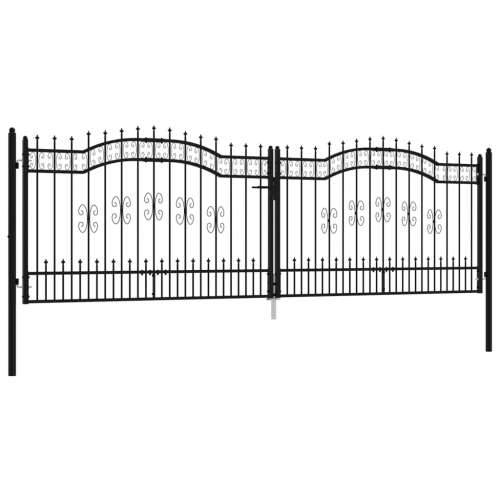 Vrata za ogradu sa šiljcima crna 406x173 cm čelična Cijena
