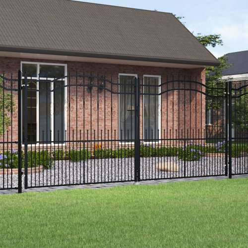 Vrata za ogradu sa šiljcima crna 406x223 cm čelična