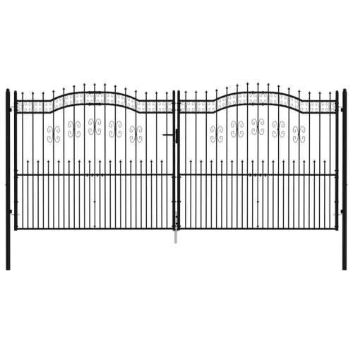 Vrata za ogradu sa šiljcima crna 406x223 cm čelična Cijena