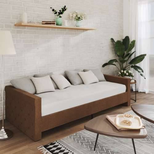 Dnevni ležaj s madracem i USB-om smeđi od tkanine 90 x 200 cm