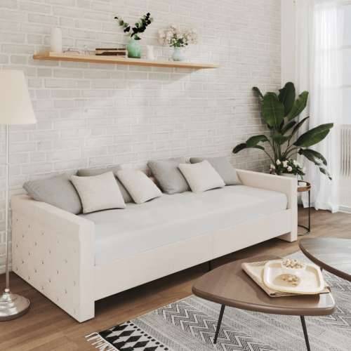 Dnevni ležaj s madracem i USB-om Krem od tkanine 90 x 200 cm