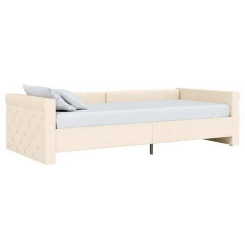 Dnevni ležaj s madracem i USB-om Krem od tkanine 90 x 200 cm Cijena