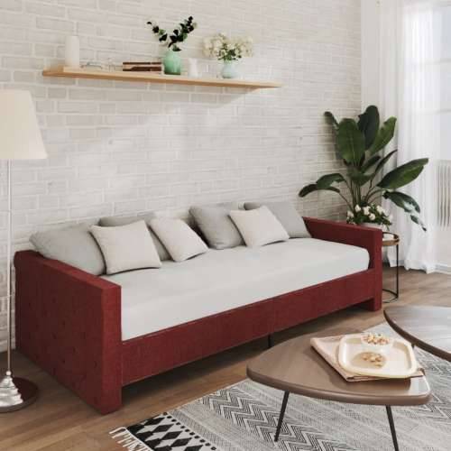 Dnevni ležaj s madracem i USB-om boja vina od tkanine 90x200 cm