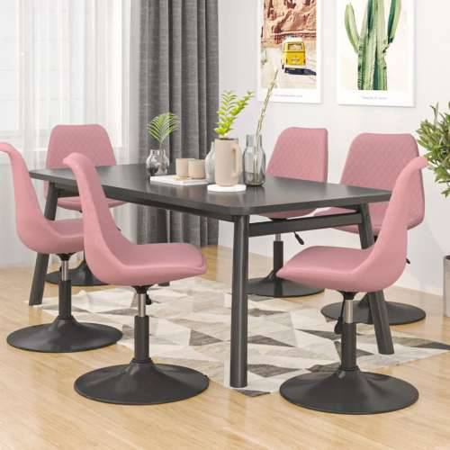 Okretne blagovaonske stolice 6 kom ružičaste baršunaste