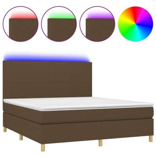 Krevet box spring s madracem LED tamnosmeđi 160x200 cm tkanina - Tamno smeđa 160 x 200 cm Gladak dizajn Cijena