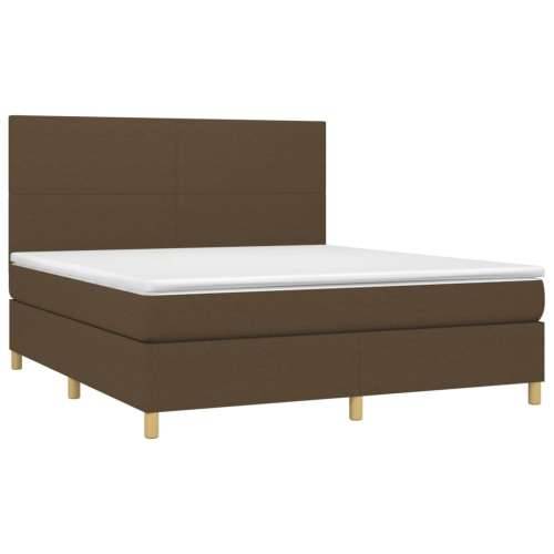 Krevet box spring s madracem LED tamnosmeđi 160x200 cm tkanina - Tamno smeđa 160 x 200 cm Gladak dizajn Cijena