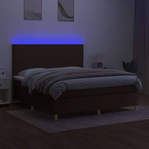 Krevet box spring s madracem LED tamnosmeđi 160x200 cm tkanina - Tamno smeđa 160 x 200 cm Gladak dizajn Cijena