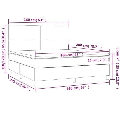 Krevet box spring s madracem LED tamnosmeđi 160x200 cm tkanina - Tamno smeđa 160 x 200 cm Gladak dizajn Cijena