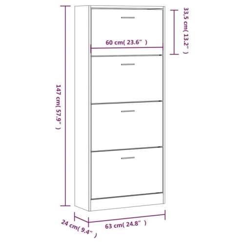 Ormarić za cipele boja hrasta 63x24x147 cm konstruirano drvo - Dimljeni hrast 1 147 cm 63 cm Cijena