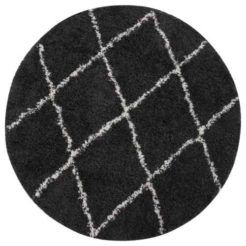 Čupavi tepih s visokim vlaknima krem i antracit φ120 cm Cijena