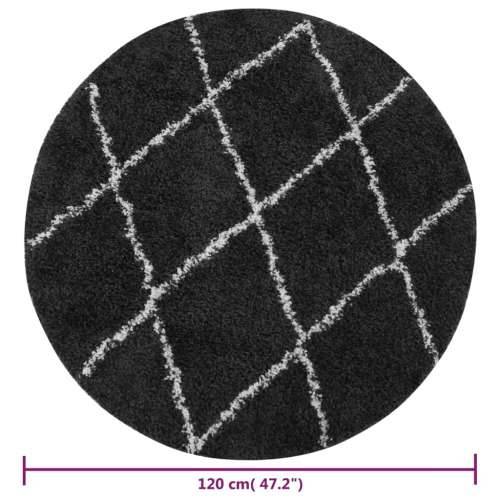Čupavi tepih s visokim vlaknima krem i antracit φ120 cm Cijena