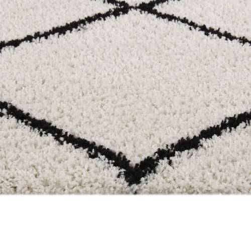Čupavi tepih s visokim vlaknima crni i krem 80x150 cm Cijena