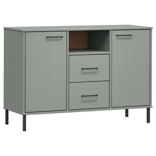 Komoda s metalnim nogama siva 113x40x77 cm masivno drvo OSLO Cijena