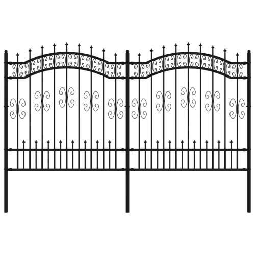 Vrtna ograda sa šiljcima crna 165 cm od čelika obloženog prahom Cijena