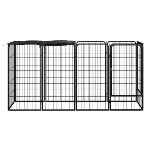 Ograda za pse s 10 panela crna 50 x 100 cm čelik obložen prahom Cijena