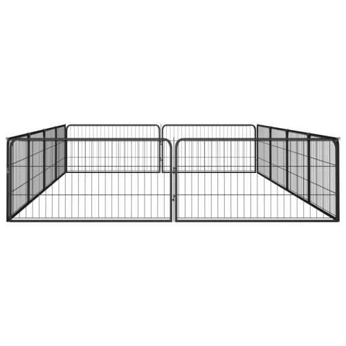 Ograda za pse s 12 panela crna 100 x 50 cm čelik obložen prahom Cijena