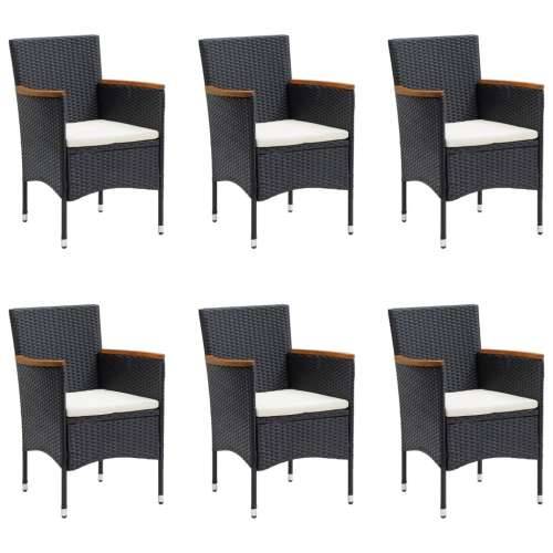 Vrtna garnitura - 7-dijelni vrtni blagovaonski set s jastucima crni - Crna Dužina stola 160 cm 6 Cijena