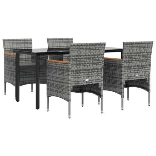 Vrtna garnitura - 5-dijelni vrtni blagovaonski set s jastucima sivo-crni - Siva i crna Dužina stola 160 cm 4 Cijena