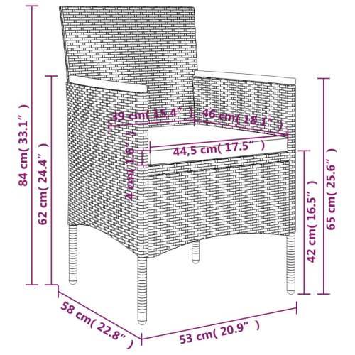 Vrtna garnitura - 5-dijelni vrtni blagovaonski set s jastucima sivo-crni - Siva i crna Dužina stola 160 cm 4 Cijena