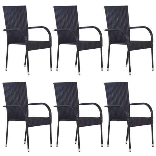 Vrtna garnitura - 7-dijelni vrtni blagovaonski set od poliratana crni - Crna Dužina stola 160 cm 6 Cijena