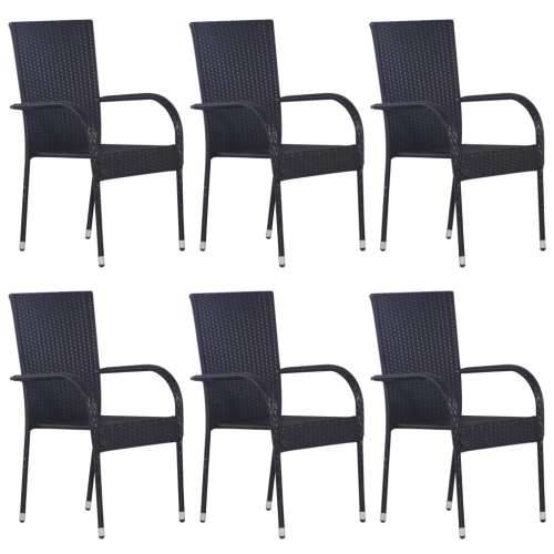 Vrtna garnitura - 7-dijelni vrtni blagovaonski set od poliratana crni - Crna Dužina stola 160 cm 6 Cijena