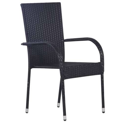 Vrtna garnitura - 7-dijelni vrtni blagovaonski set od poliratana crni - Crna Dužina stola 160 cm 6 Cijena