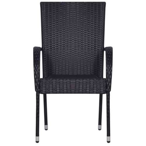 Vrtna garnitura - 7-dijelni vrtni blagovaonski set od poliratana crni - Crna Dužina stola 160 cm 6 Cijena