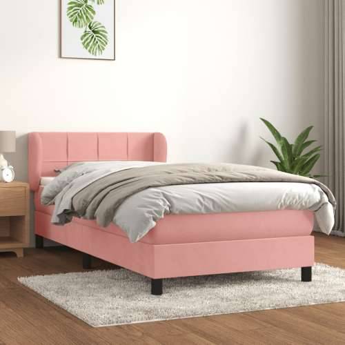 Box spring krevet s madracem ružičasti 80 x 200 cm baršunasti - Ružičasta 80 x 200 cm Blok s kvadratima Cijena