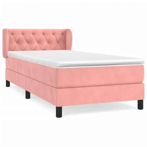 Box spring krevet s madracem ružičasti 80 x 200 cm baršunasti - Ružičasta 80 x 200 cm Dizajn s gumbima Cijena