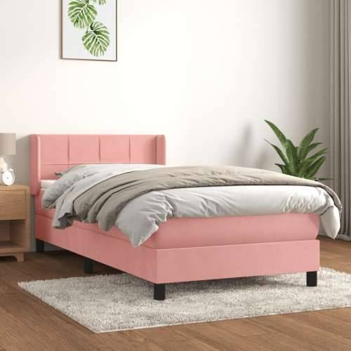Box spring krevet s madracem ružičasti 80 x 200 cm baršunasti - Ružičasta 80 x 200 cm Blok s kvadratima Cijena