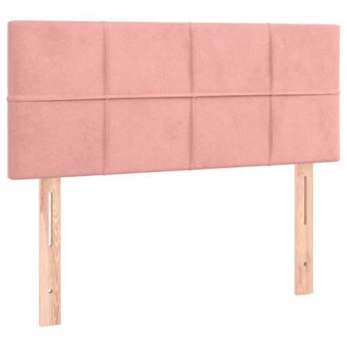 Krevet box spring s madracem LED ružičasti 80x200 cm baršunasti - Ružičasta 80 x 200 cm Blok s kvadratima Cijena