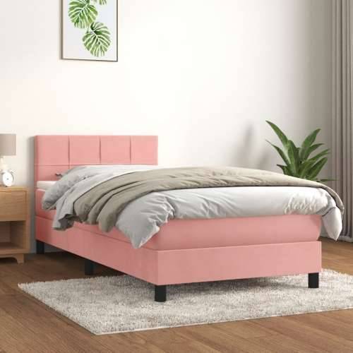 Box spring krevet s madracem ružičasti 80 x 200 cm baršunasti - Ružičasta 80 x 200 cm Blok s kvadratima Cijena