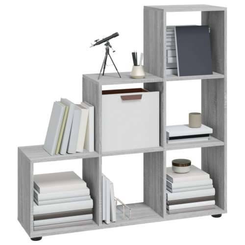 Police za knjige u obliku stuba siva boja hrasta 107 cm drvene Cijena