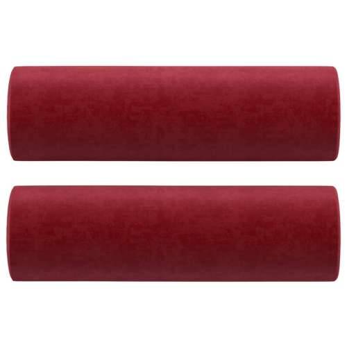 Ukrasni jastuci 2 kom crvena boja vina Ø15x50 cm baršunasti Cijena