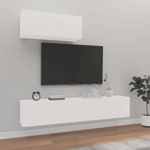 3-dijelni set TV ormarića bijeli od konstruiranog drva Cijena