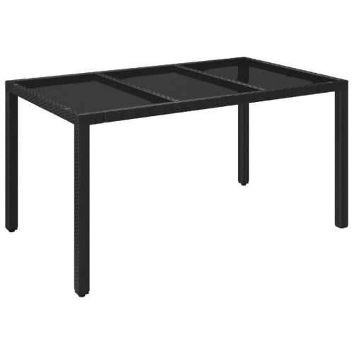 Vrtni stol sa staklenom pločom crni 150x90x75 cm od poliratana - Crna 150 x 90 x 75 cm 1 Stakleni vrh Cijena