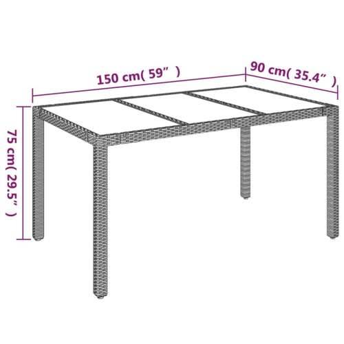 Vrtni stol sa staklenom pločom crni 150x90x75 cm od poliratana - Crna 150 x 90 x 75 cm 1 Stakleni vrh Cijena