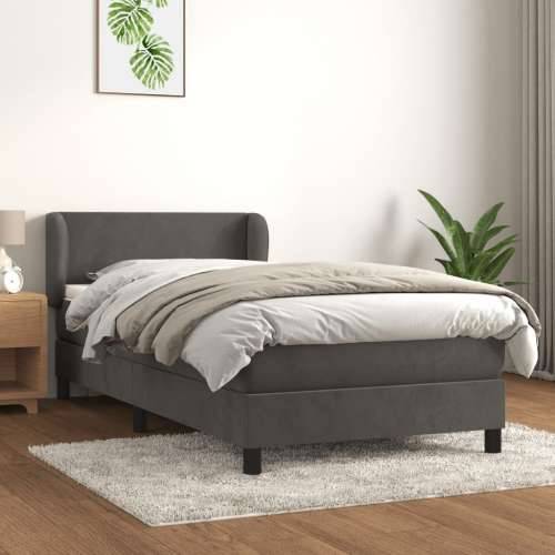 Box spring krevet s madracem tamnosivi 90x190 cm baršunasti - Tamno siva 90 x 190 cm Gladak dizajn Cijena