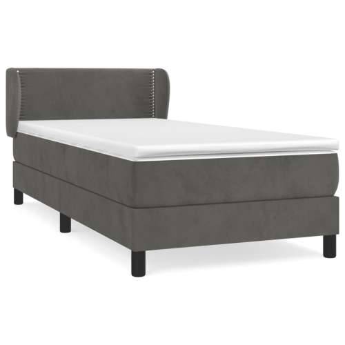 Box spring krevet s madracem tamnosivi 90x190 cm baršunasti - Tamno siva 90 x 190 cm Obično s čavlima Cijena