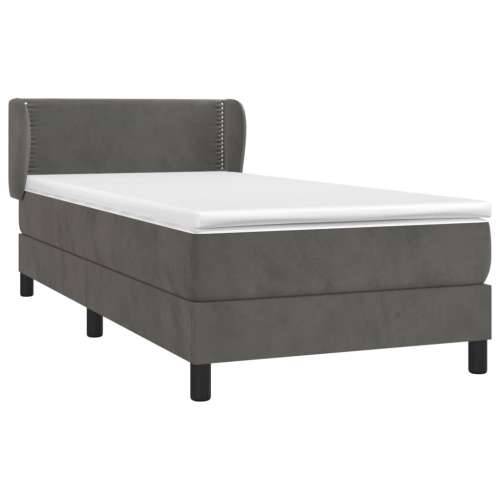 Box spring krevet s madracem tamnosivi 90x190 cm baršunasti - Tamno siva 90 x 190 cm Obično s čavlima Cijena