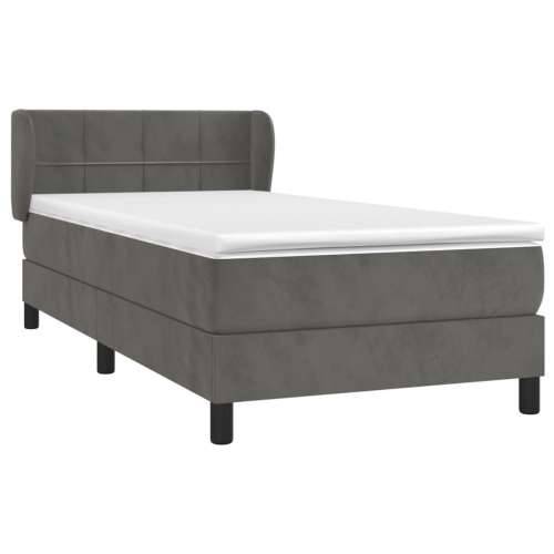 Box spring krevet s madracem tamnosivi 90x190 cm baršunasti - Tamno siva 90 x 190 cm Blok s kvadratima Cijena